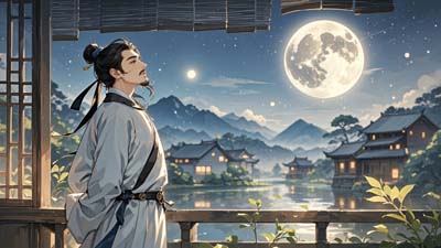 Li Bai is an immortal Chinese poet and his masterpiece is 静夜思 (Jìng yè sī)