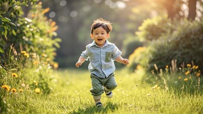 The little boy is very happy乐陶陶(lètáotáo)