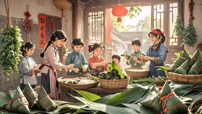 Wearing a Sachet on Dragon Boat Festival