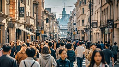 enormous crowds 人山人海